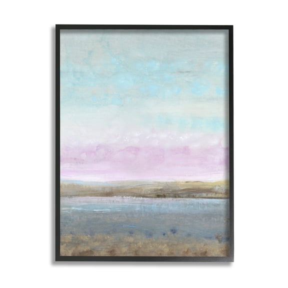 Stupell Industries Purple Sky Pond Nature Landscape Coastal Painting Black Framed Art Print Wall Art