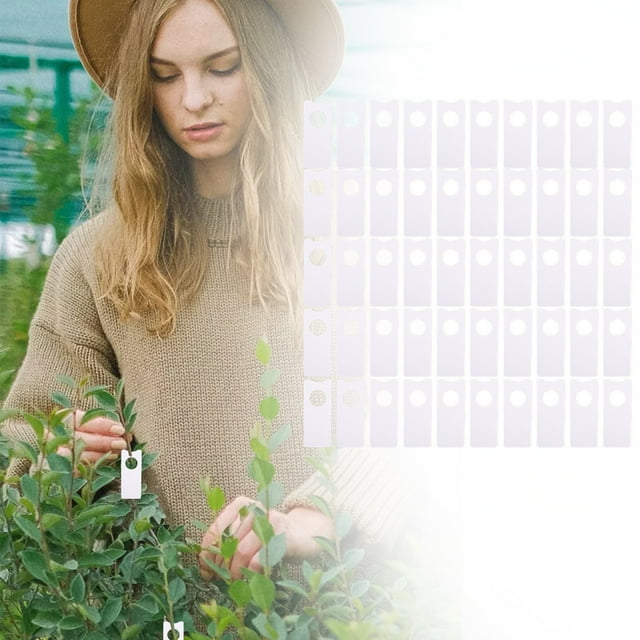Tyeign Gardening Plant Tags, Tree Identification Labels, Nursery Garden Labels, Plant Collar Tag - Garden Organization Tool White