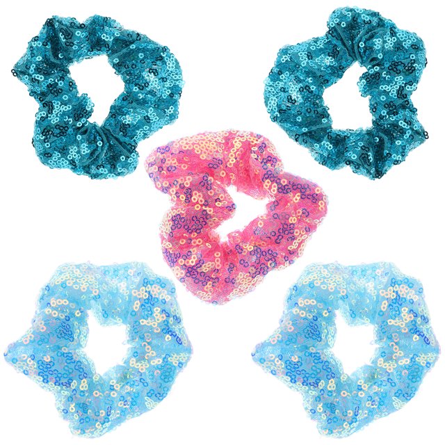 5 uds. De anillos para el pelo con lentejuelas coloridas, bandas elásticas fluorescentes de moda para el pelo