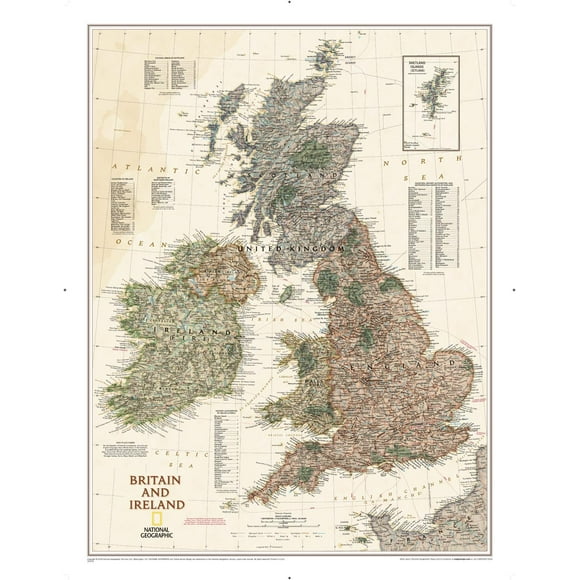 National Geographic Maps: Britain and Ireland Executive Wall Map - 23.5 x 30.25 inch Poster - Front Lamination
