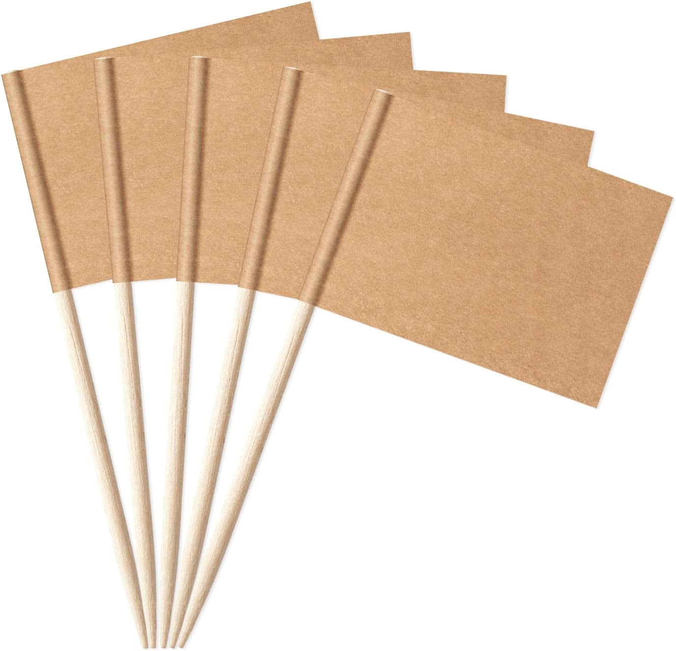 100 Pcs Solid Blank Toothpick Flags Small Mini Plain Kraft Paper Cupcake Toppers Stick Color