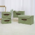thumbnail image 7 of Storage Bin with Lid Storage Boxes with PU Leather Handles PP Plastic Board Decorative Foldable Lidded Cotton Linen Fabric Home Cubes Baskets Closet Organizer Container - Green, Small Size, 7 of 7