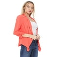 thumbnail image 3 of MOA COLLECTION Women 3/4 Sleeve Woven Blazer Open Front Cardigan Jacket Work Office Blazer, 3 of 5