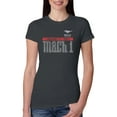 thumbnail image 1 of Wild Bobby, Ford Mustang 50 Years Logo Mach 1 Classic Emblem, Cars and Trucks, Women Slim Fit Junior Tee, Dark Grey, Small, 1 of 4