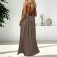 thumbnail image 2 of DeHolifer Backless Cami Dress Women Cami Lounge Dress Backless High Split House Dress Long Sundress with Back Tie Coffee L, 2 of 7