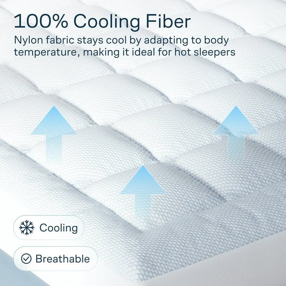 Cooling Mattress Topper - Pillow Top Cover for Back Pain, 76x80 Inches, Deep Pocket, Breathable & Soft