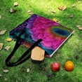 thumbnail image 6 of Vibrant Floral Textile Design Dark Background Picnic Blanket Waterproof Outdoor Beach Blanket Hand-held Pad Suitable for Travel, Camping, Beach, Family Gatherings, 6 of 8