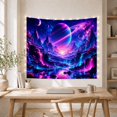 thumbnail image 5 of Ringed Planet Above Neon Waterfalls, Dramatic Fantasy for Space Lovers, Galaxy Landscape Wall Art, Housewarming Gift, Tapestry Wall Hanging for Bedroom, Living Room and Gaming Room, 5 of 7