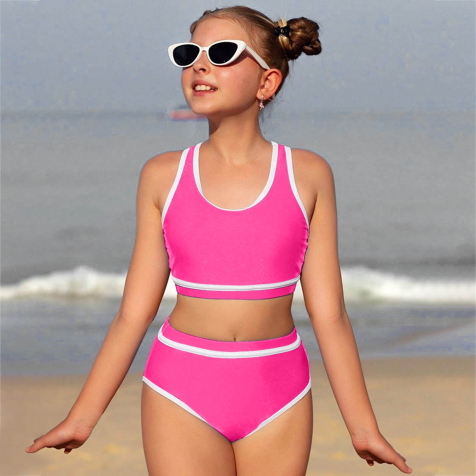 Hobie Women's Ruffle Bralette Bikini Swimsuit Top 10 Hobie Women's Ruffle Bralette  Bikini Top - Violet Surfer Girl Swimwear 2.5 Inch Clips [Hobie] ビキニセット Flounce Bralette Bikini Top &amp; Hipster Bottom Sw