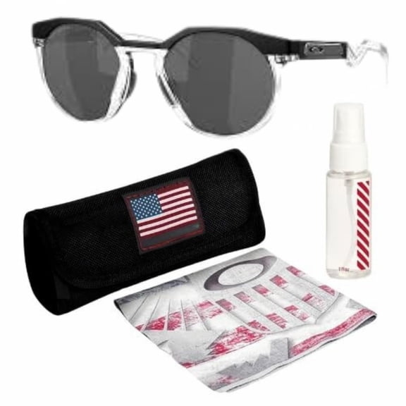 Oakley OO9242 HSTN Round Shaped Polarized Sunglasses for Men - Includes Official Eyewear Kit - Matte Black Frame with Prizm Black Lens