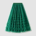 thumbnail image 2 of Women's Ruffle Mesh Vintage Calf Length Skirt - High Waist A Line Pleated Tutu Skirt (M-L Sizes), 2 of 6