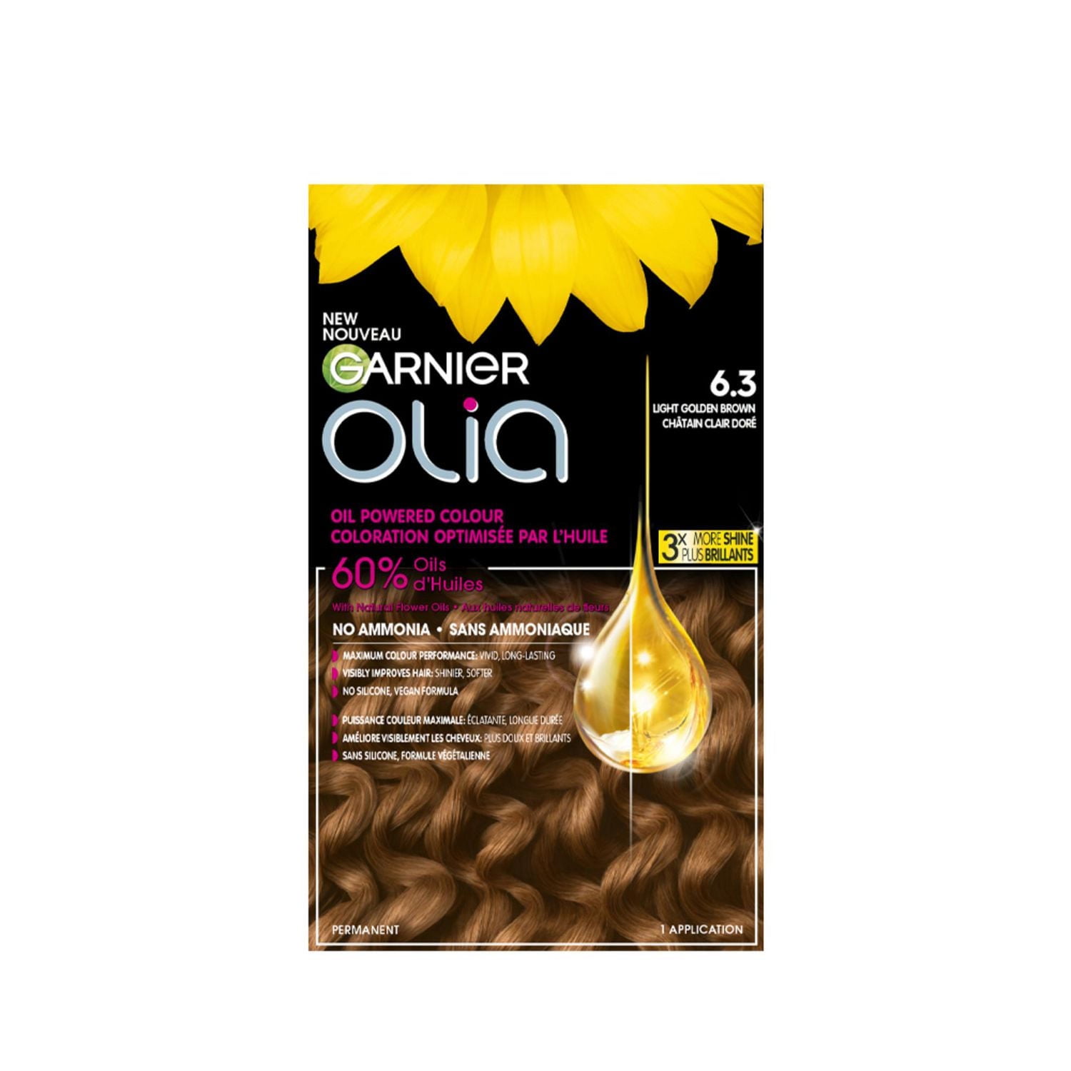 Olia Permanent Hair Dye Ammonia Free, 100% Grey Coverage, 1 pack