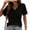 Black, variant on Women's Summer Lace Trim V-Neck Button Top, Slim Fit Lightweight Breathable Short Sleeve Fashion Blouse White XL