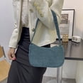 thumbnail image 2 of Sac à Main en Velours Côtelé pour Femmes Mode Couleur Unie (Bleu), 2 of 6