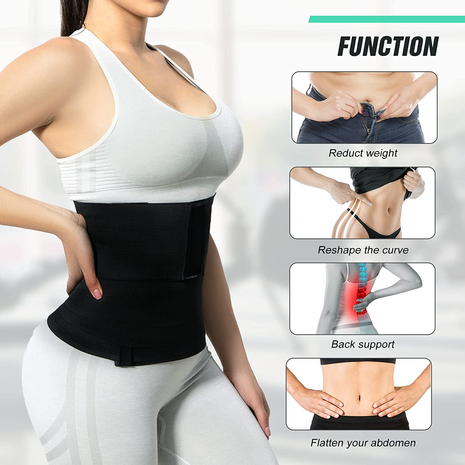 Upgrade Bandage Wrap Waist Trainer for Woman with Loop Plus Size Wraps Waist Trimmer 13.1Ft Invisible Waist Bandage Wrap Widen Adjust Waist Wraps for Stomach Slimming Tummy Wrap Waist Trainer 