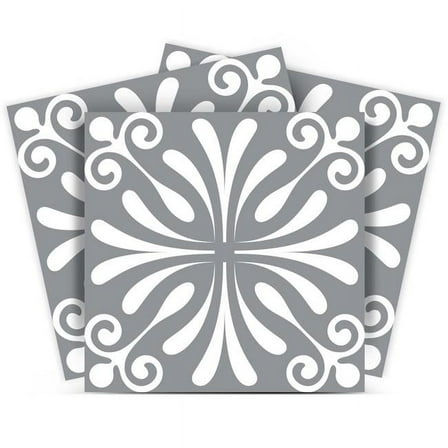 HomeRoots 390639 5 x 5 in. Gray & White Spire Peel & Stick Removable Tiles