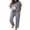 Bow Heart-grey, variant on 100% Cotton Pajama for Women Short Sleeve Pj Top With Long Pants 2 Piece Lounge Set with Pocket
