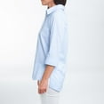 thumbnail image 3 of Elsie & Zoey Lakelyn XL Blue 3/4 Cuff Sleeve Collared Cotton Blouse for Women, 3 of 8