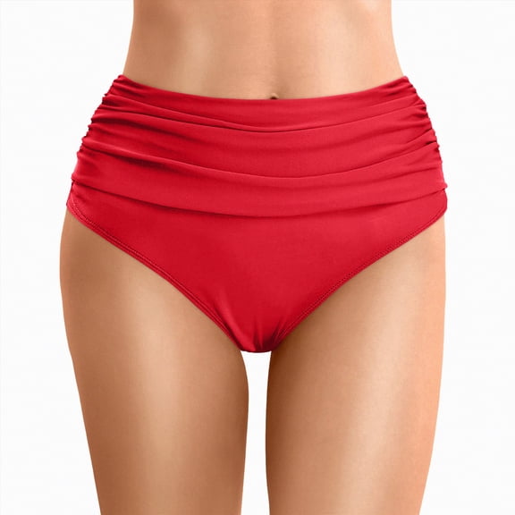 UAYOTSE Womens Swimsuits Full Coverage Bikini Bottoms - Mid Rise Bathing Suit Bottoms for Women Tummy Control Swimsuit Bottom,Sizes L