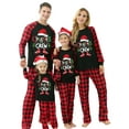 thumbnail image 2 of Bravoy Family Christmas Pajamas Matching Sets for Adults and Kids Baby Romper/Letter Christmas Hat Print Long Sleeve Tops + Plaid Pants Sleepwear Set, 2 of 3