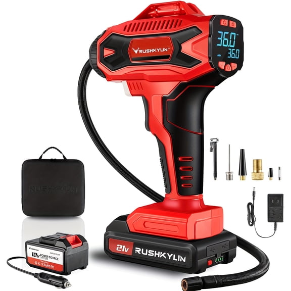 Portable Cordless Tire Inflator 160PSI - 10000mAh Rechargeable Battery Air Compressor, Battery Powered (No Plug) for Cars SUV Bike Motorcycle Balls