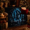 thumbnail image 3 of Dark Fantasy Panther Portal Glowing Blue Energy Ring, Festive Holiday Scene, Warm Flannel Blanket for Cabin and Lodge, Wildlife Lovers Christmas Gift, Festive Home Decor, 3 of 9