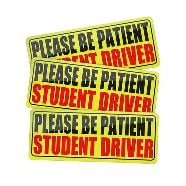 3PCS Student New Driver Magnet Stickers for Car, Reflective Please Be Patient Safety Sign, Magnetic Yellow Large Bold Text Rookie Driver Decal, Auto Bumper Stickers Universal for Most Cars,Black/Red