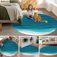 thumbnail image 5 of Ombre Teal Waves Round Area Rug 3.3Ft Washable Circle Rugs for Dining Room Table, Abstract Art Gradient Modern Non-Slip Carpet Floor Mats Indoor Outdoor Carpet Runner Aesthetic Home Decor, 5 of 8