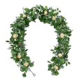 thumbnail image 1 of Guirnalda de flores de 185 cm, rosa artificial, eucalipto, vid, hogar, boda, decoración colgante. Afortunado Sencillez, 1 of 4