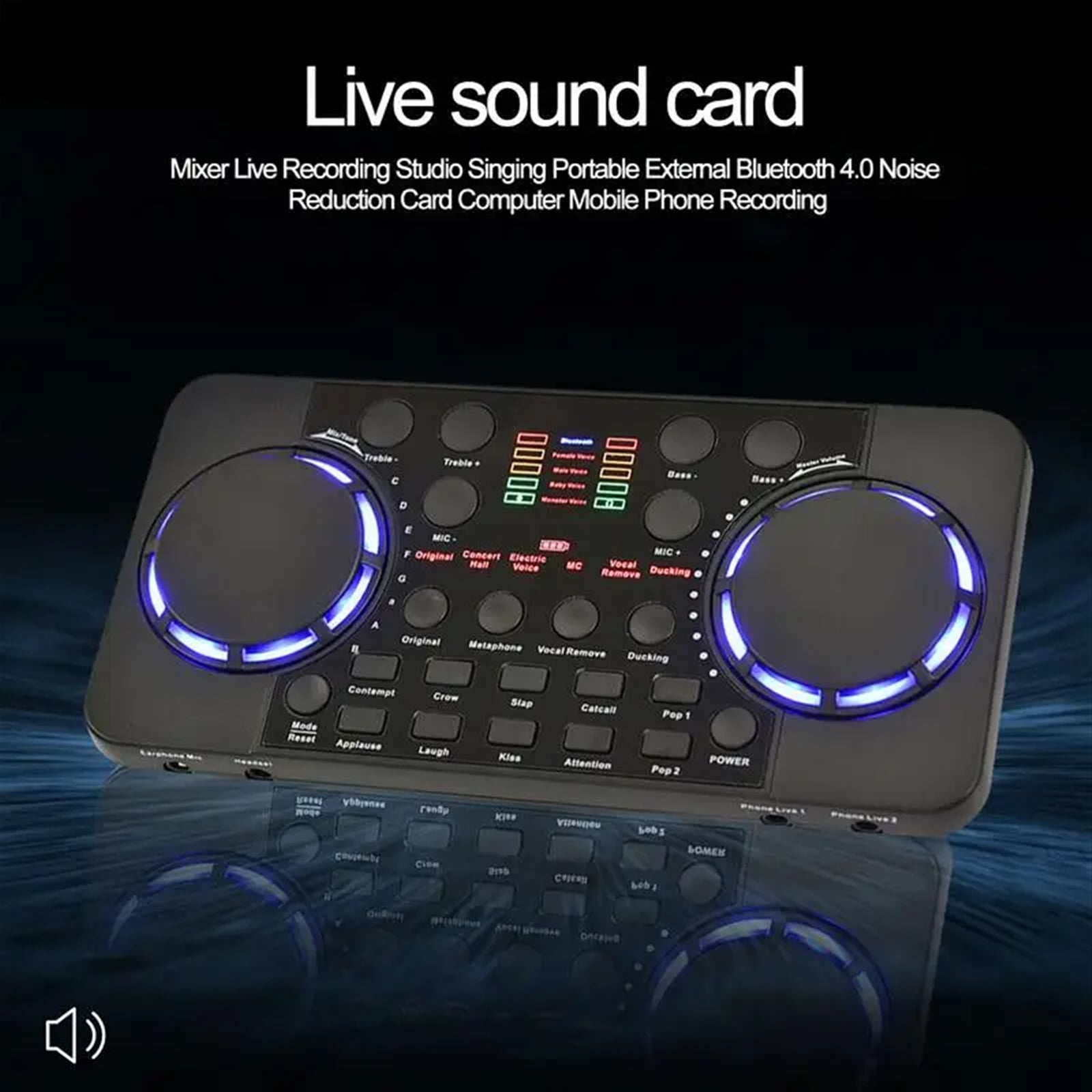 Blue tooth Mini *dio Mixer Sound Card Portable Board DJ 16 Digital Effects Noise Reduction Console USB Record For Singing ,Easy to Operate