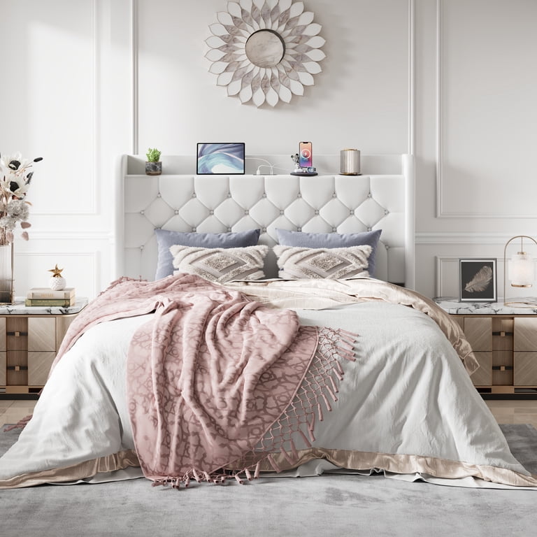 Amolife Queen Bed, Wingback Headboard Charging Hub photo 3