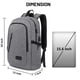 thumbnail image 5 of Mochila para portátil Mancro para viajes antirrobo con puerto USB, color gris, 5 of 7
