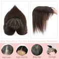 thumbnail image 6 of MY-LADY 100% Remy Human Hair Women Topper Hair Toppers Silk Base Hair Pieces Clip In Hair Topper with 3D Air Bangs 17 Colors 10inch #02 Dark Brown, 6 of 8
