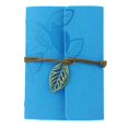 thumbnail image 1 of Vintage Style Leaf Leaves Pattern PU Cover Loose-leaf String Bound Blank Notebook Notepad Travel Journal Diary Jotter - Size S (Sky-blue), 1 of 2