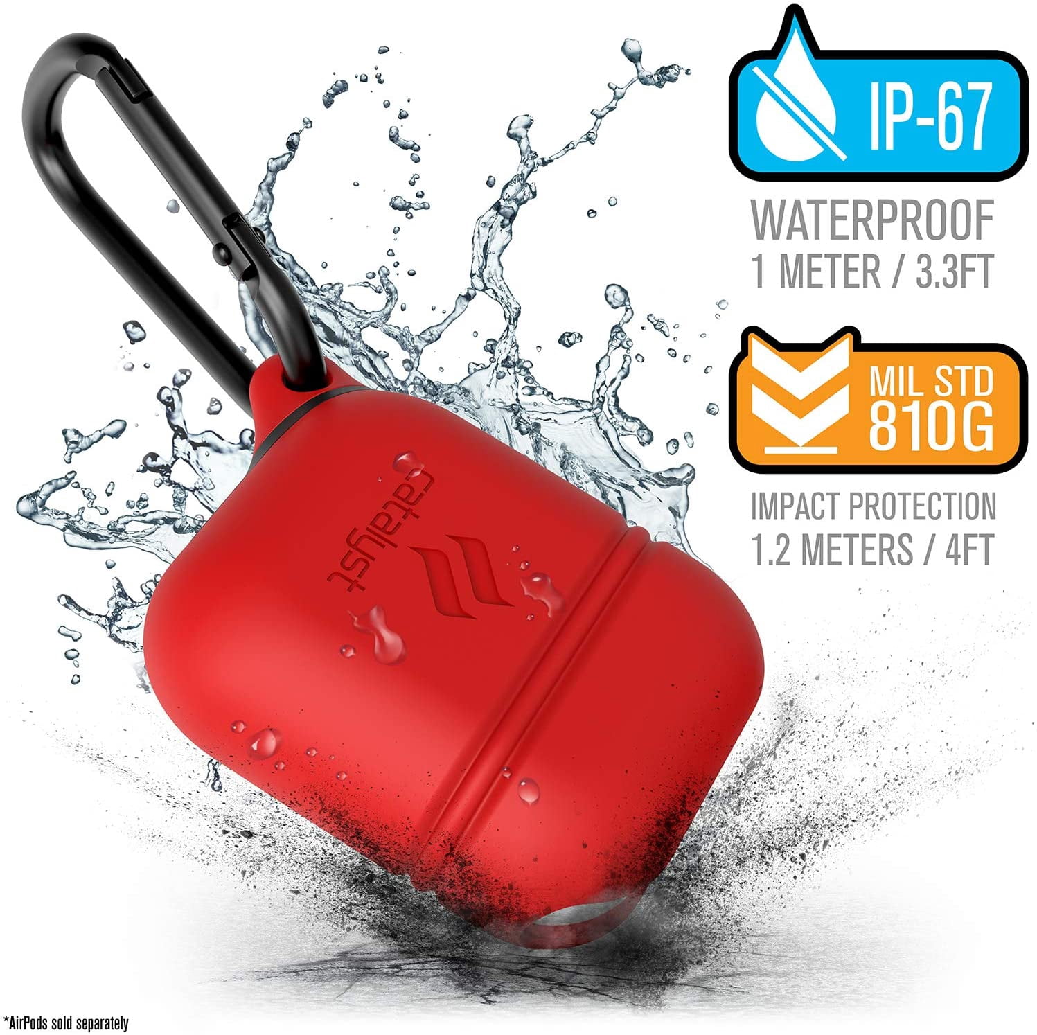 Waterproof Case for Apple Airpods 2 \u0026 1, Shockproof and Drop Proof  Protective Cover Soft Skin, Carabiner, Silicone, | Walmart Canada
