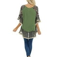 thumbnail image 6 of aturustex Women Top 3/4 Sleeve Floral Boho Patchwork Tunic Blouse Causal Loose Tunic T-Shirt Fall, 6 of 6