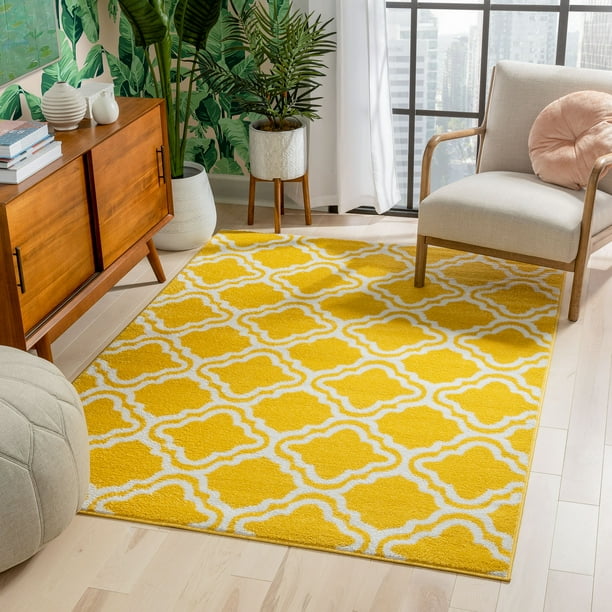 Modern Rug Calipso Yellow 3 X5, Yellow Area Rugs For Living Room