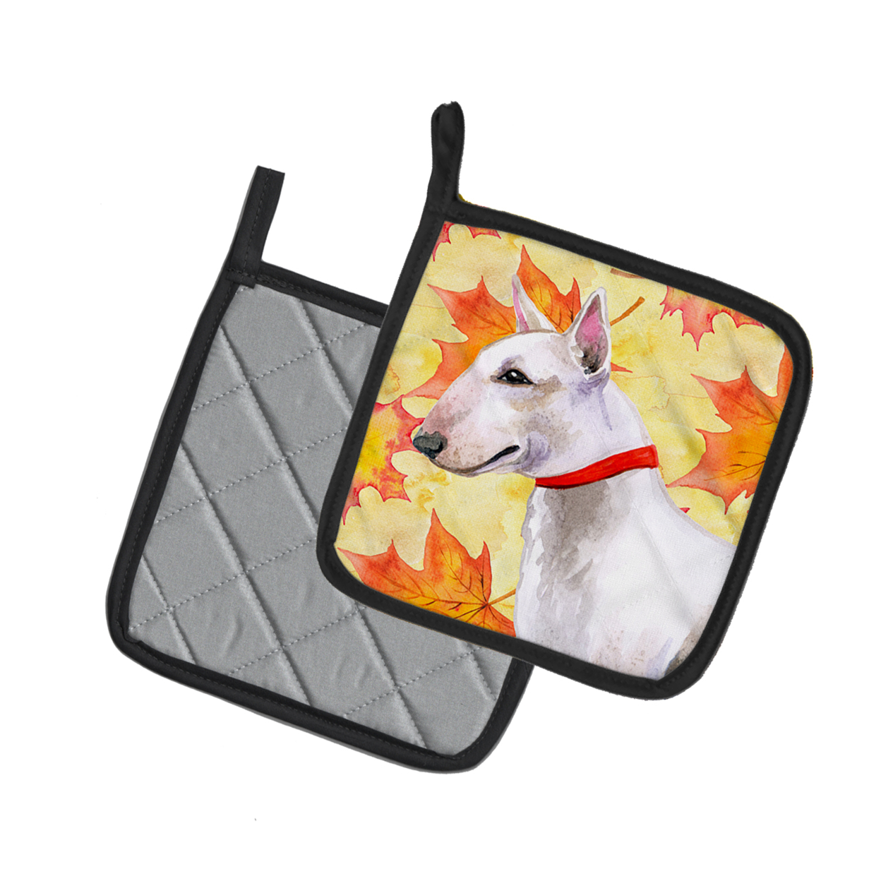 Bull Terrier Fall Pair of Pot Holders