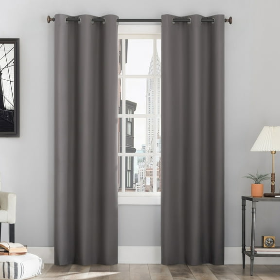 Sun Zero Cyrus Thermal 100% Blackout Grommet Curtain Panel, 40"X63", Gray