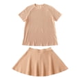 thumbnail image 4 of WAYUTE Shorts Sets for Women Seamless Knit Short Sleeve Solid Color Top with Pleated Skirt Casual Summer 2 Piece Matching Outfit Clothing Sets, 4 of 4
