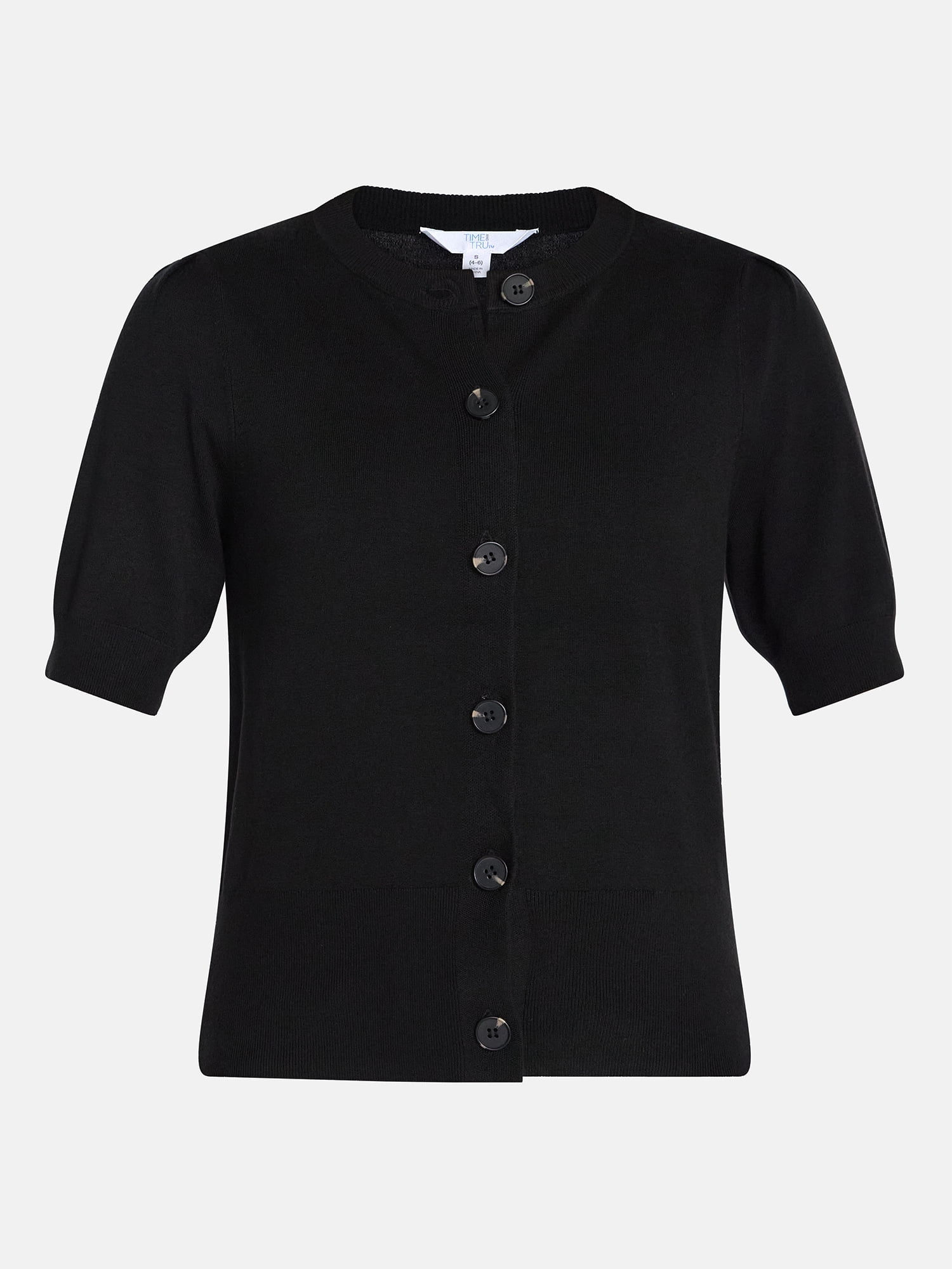 Time and Tru Woman's Crew Cardigan with Short Sleeves, Sizes XS-XXXL