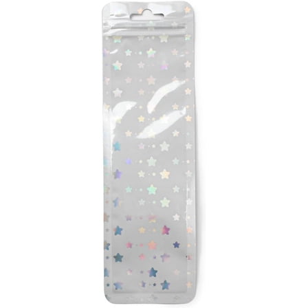 20Pcs Plastic Zip Lock Gift Bag Star Resealable Packaging Bags Self Sealing Reclosable Package Pouches White 8.54x2.55 Inch for Pen Keychain Watch Storage 2.7 Mil White DIY