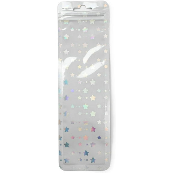 20Pcs Plastic Zip Lock Gift Bag Star Resealable Packaging Bags Self Sealing Reclosable Package Pouches White 8.54x2.55 Inch for Pen Keychain Watch Storage 2.7 Mil White DIY