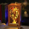 thumbnail image 4 of PEACNNG DIY Book Nook Kit 3D Wooden Book Stand Puzzle with LED Glowing Cute Bookshelf Building Kits, 4 of 11