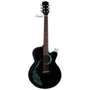 Luna Fauna Folk Acoustic/Electric Guitar - Abalone Koi on black