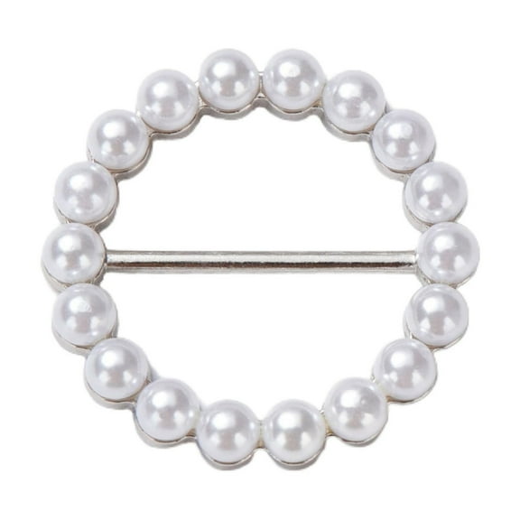 Fashion Metal Japanese Button, Pearls Scarf Scarves Clasp Ring Tee Shirt Clips Buckle Clothing Wrap Holder for Cloth Neckerchief Round Shaped, T-shirt Knot Buckle Belt Adjustment Buckle Scarf Buckle