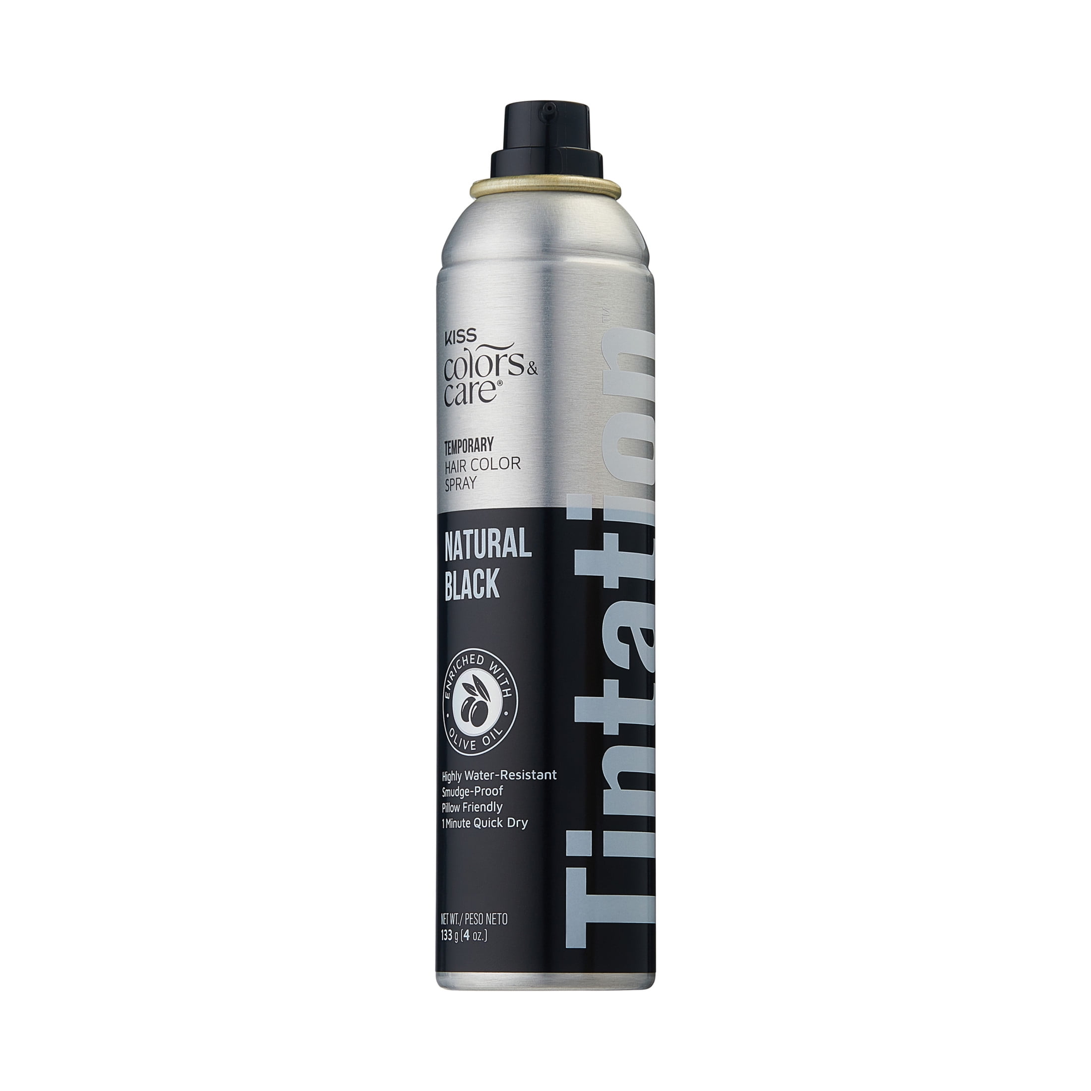 Kiss Colors & Care Tintation Hair Color Spray, Natural Black, 4.25 oz