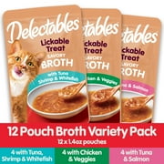 Hartz Delectables Savory Broths Lickable Wet Cat Treats Variety Pack, 12 Count