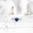 thumbnail image 4 of Rosec Jewels Heart Shape Created Blue Sapphire Ring with Diamond - Split Shank Ring (2 Carat), 14K White Gold, US 13.00, 4 of 8
