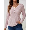 thumbnail image 6 of Womens Waffle Knit Tops V Neck Long Sleeve Shirts Dresy Casual Blouses Fall Outfits 2025 Pink S, 6 of 8